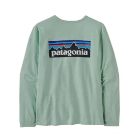Womens Patagonia P-6 Logo Long Sleeve Responsibili-Tee Japan Neat Camera Glow