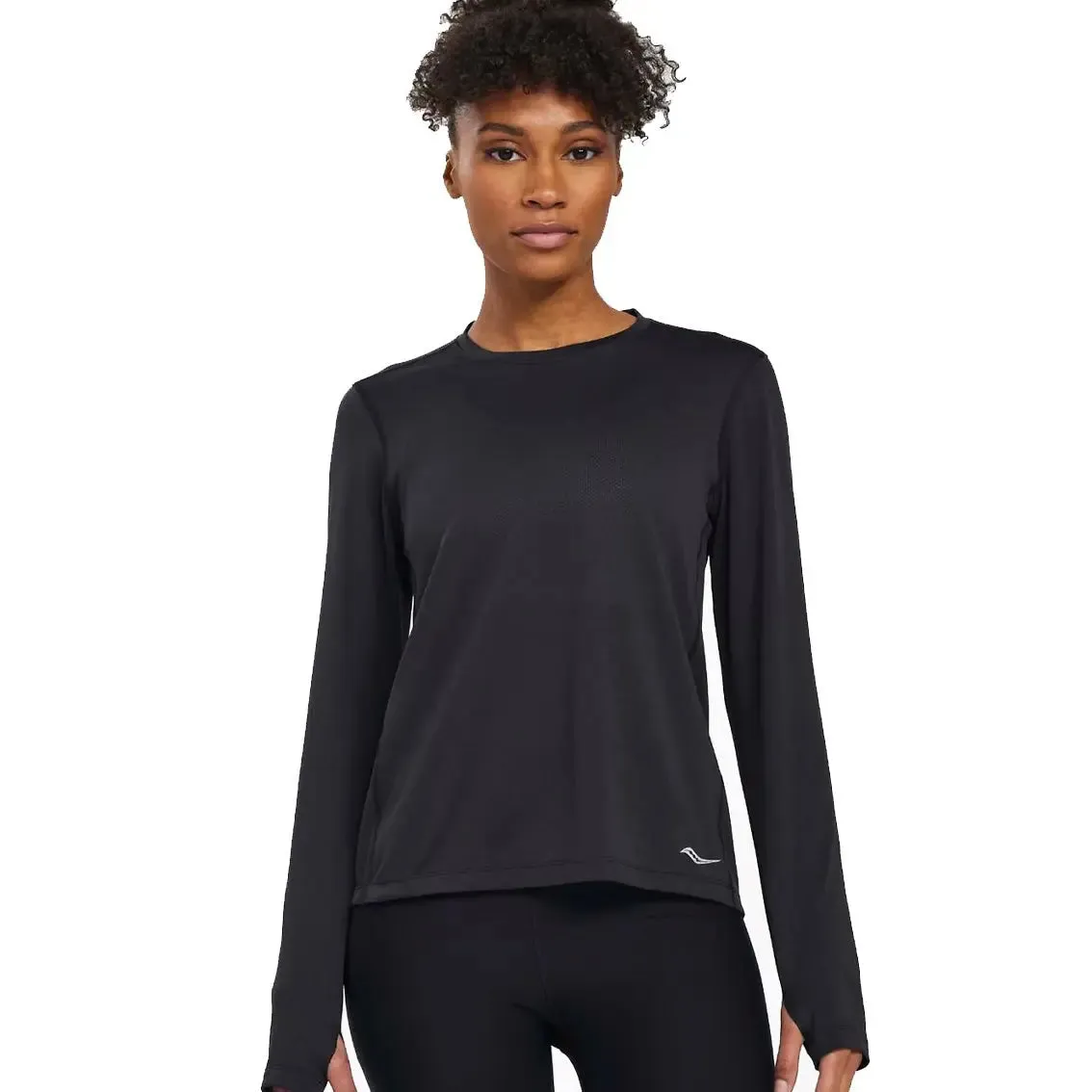 Stylish Jacket Quiet Charm Womens Saucony x Run Club - Stopwatch Long Sleeve - Black