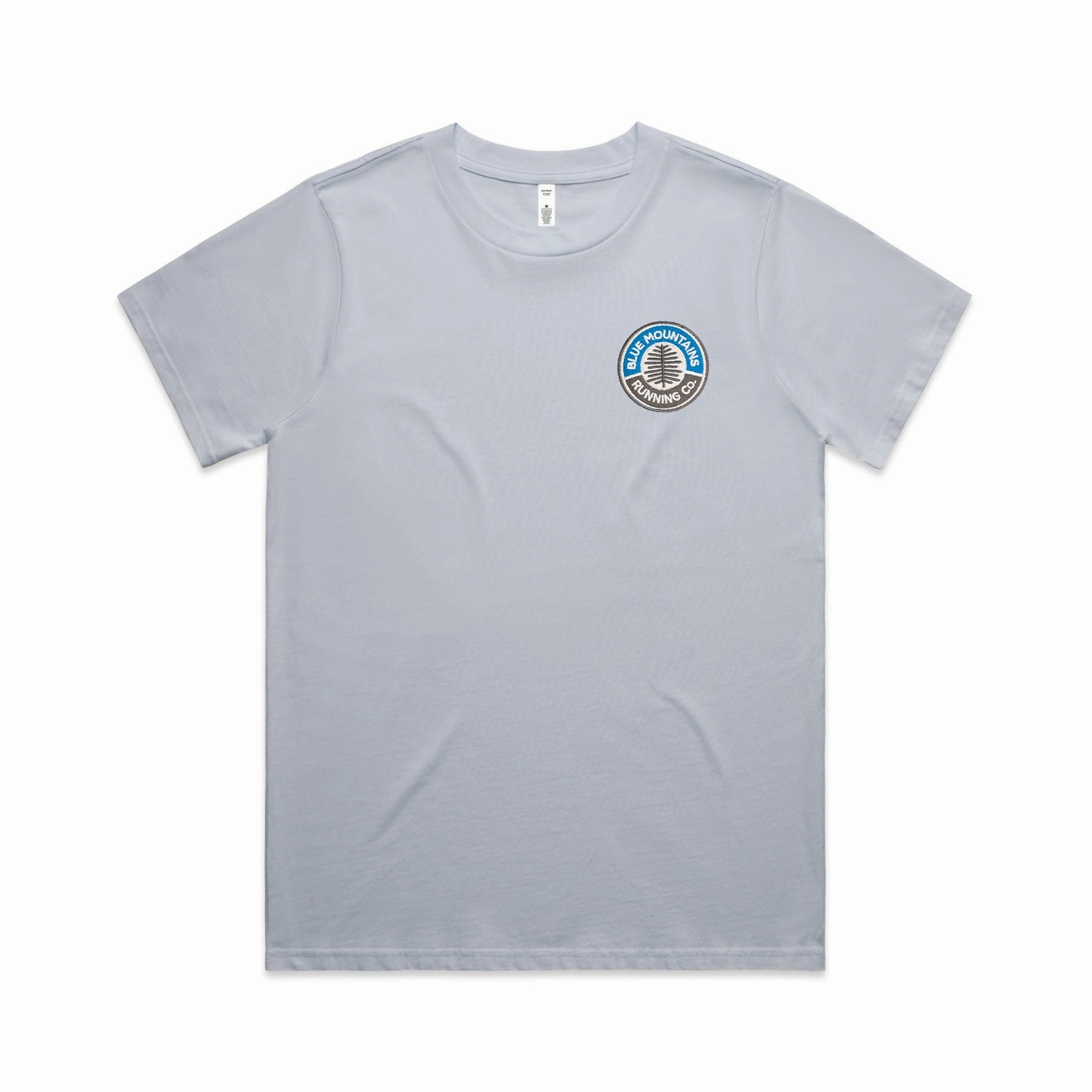 Womens Blue Mountains Running Co Embroidered Tee SoftTouchFinish Chic Fit
