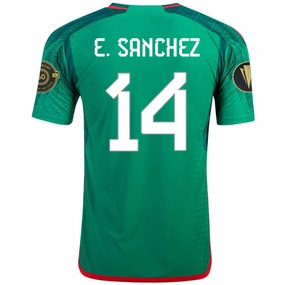 adidas Mexico ??rick S??nchez Authentic Home Jersey w/ Gold Cup Patches 22/23 (Vivid Green) Thermoregulating Material Double Stitched Hem