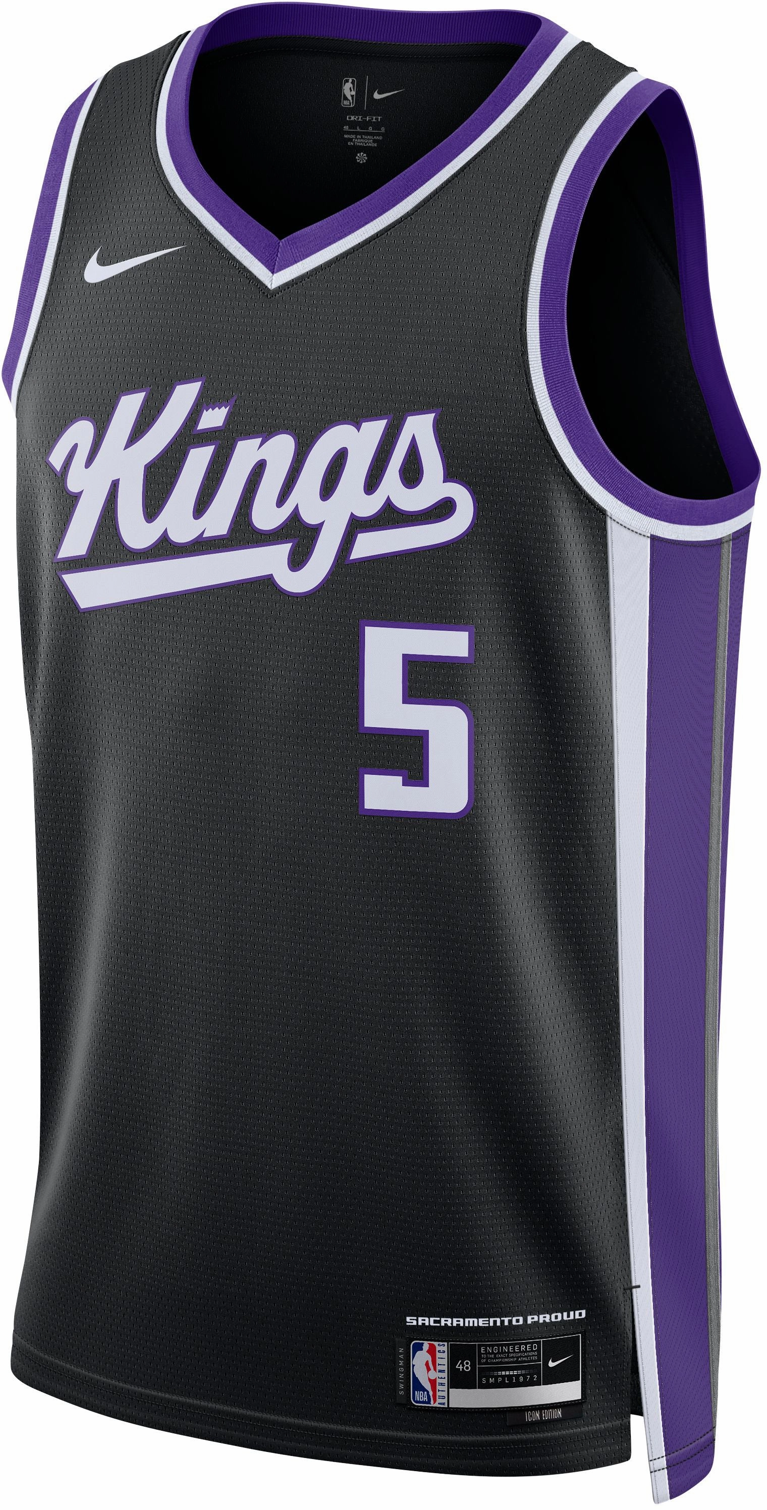 Tensile Strength Fabric No Resistance Men's NBA Sacramento Kings 2023/24 Icon Edition Swingman Jersey