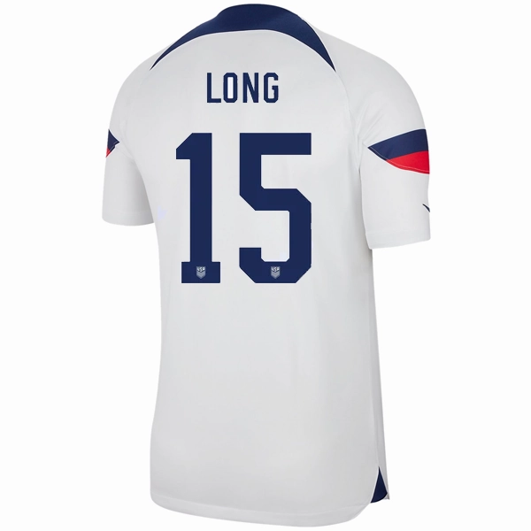 Nike United States Authentic Match Aaron Long Home Jersey 22/23 (White/Loyal Blue) Odor Resistant Coating Street Flex
