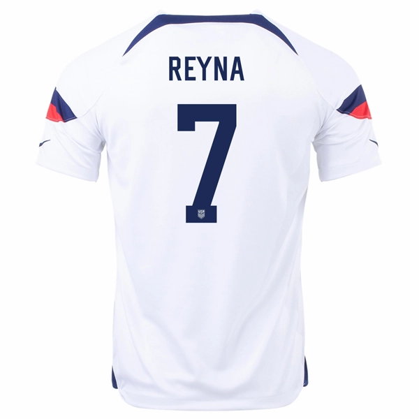 No Slip Grip Nike United States Gio Reyna Home Jersey 22/23 (White/Loyal Blue)