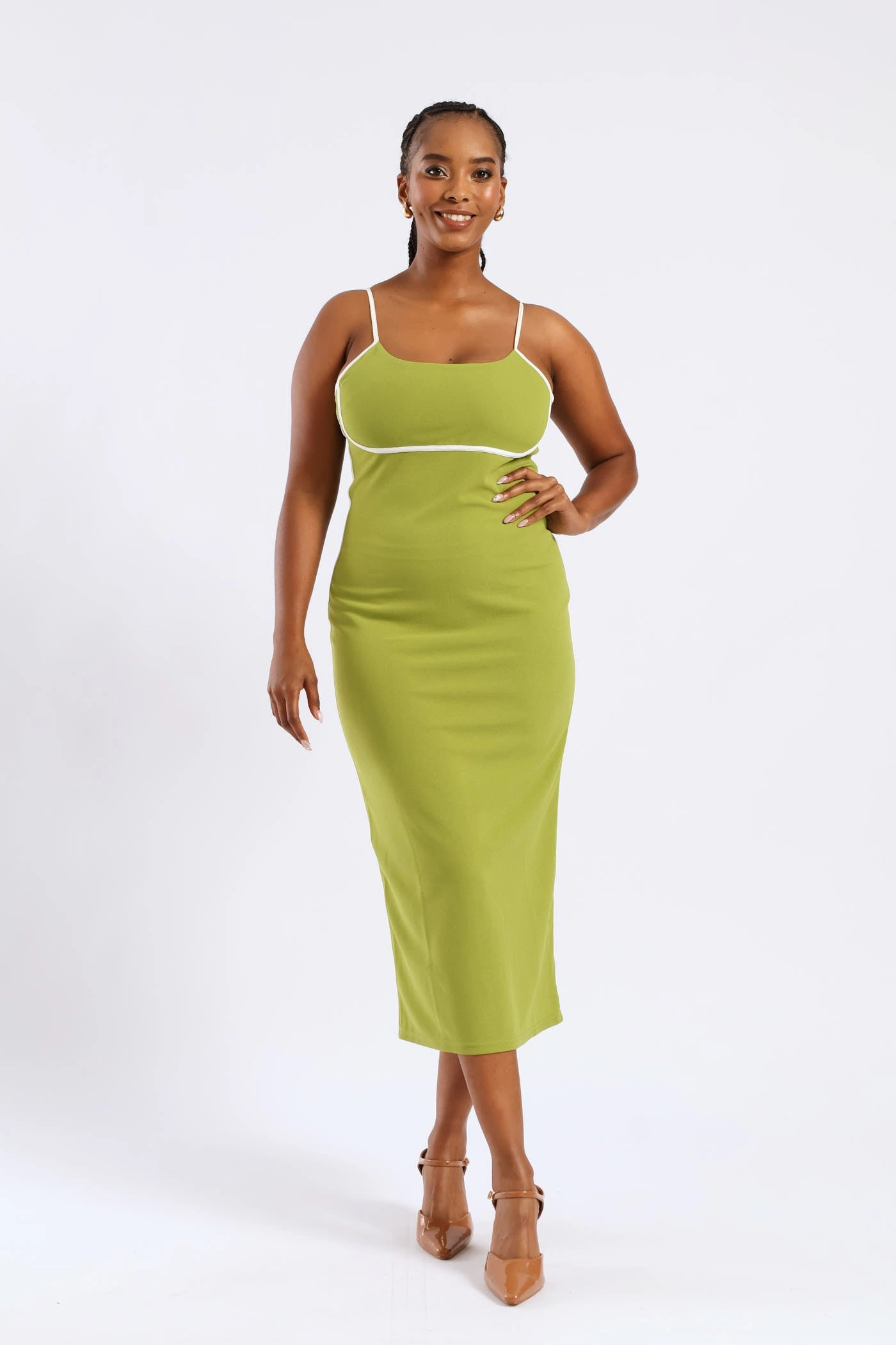 Panelled Contrast Bodycon Maxi Dress - Chartreuse Simple Fit Classic Appeal