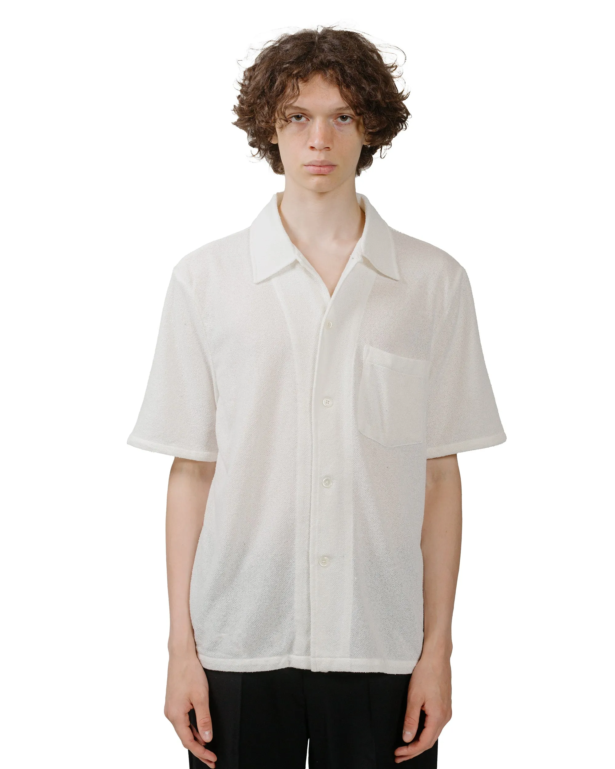 Our Legacy Box Shirt Shortsleeve White Boucle Slim Silhouette Refined Aesthetic