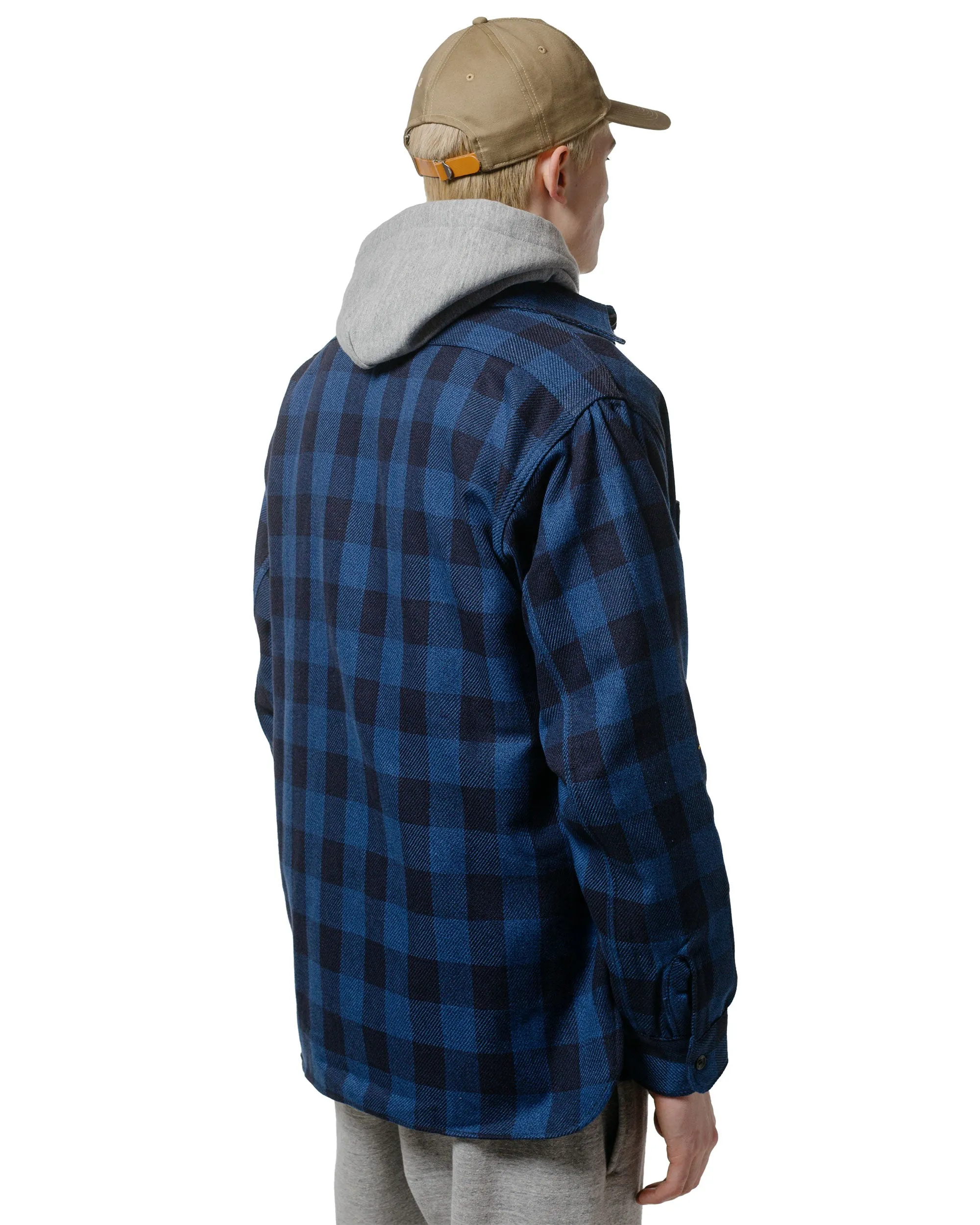 Summer Outfit Anti Pilling Finish The Real McCoy's MS24102 8HU Twisted-Yarn Buffalo Check Flannel Shirt Blue/Black
