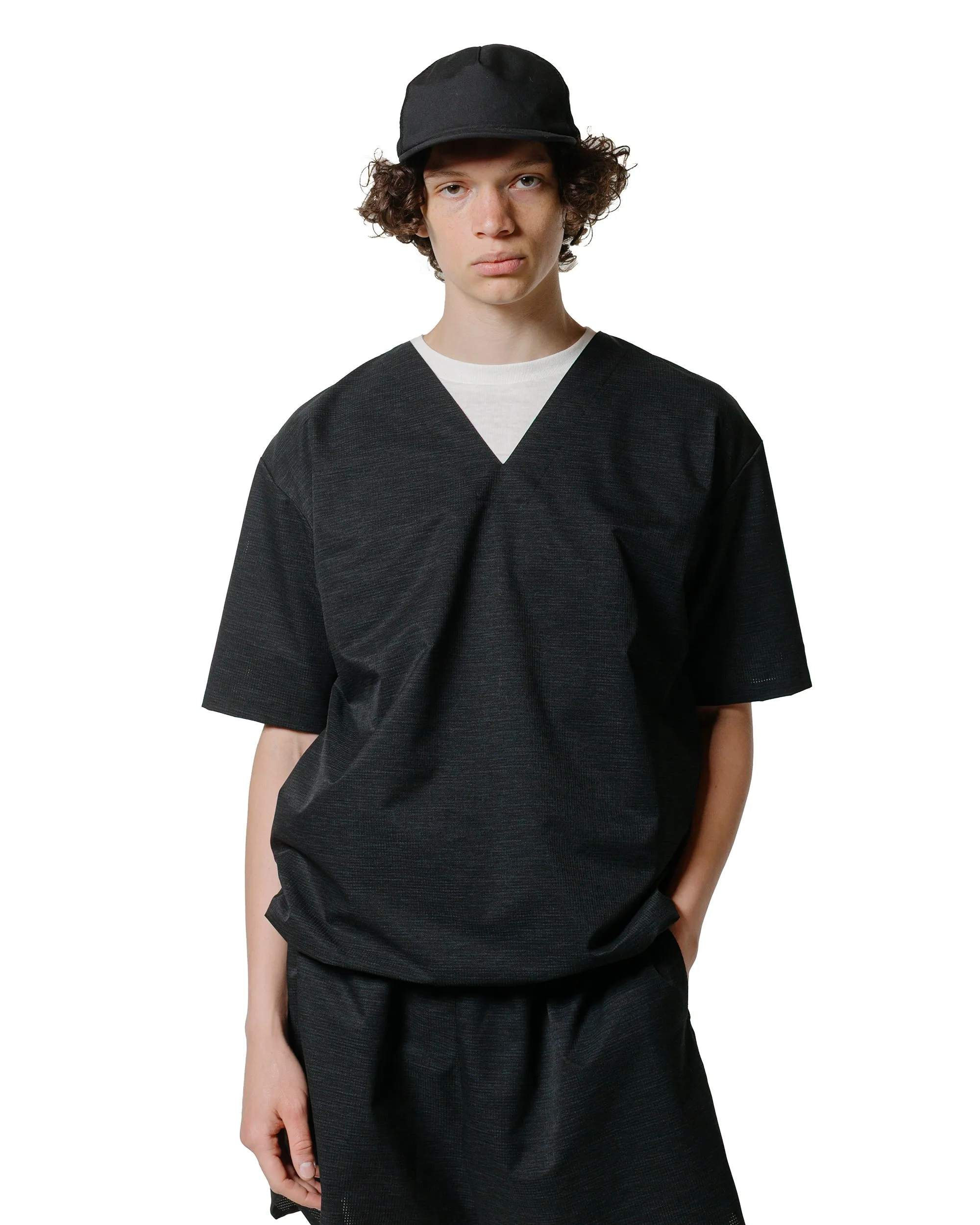 Fashion Statement Found Feather Tech Sleeping Shirt Dot AIR Slub Linen Black