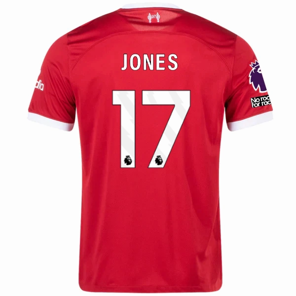 Nike Liverpool Curtis Jones Home Jersey w/ EPL   No Room For Racism Patches 23/24 (Red/White) Airflow Channel Panels