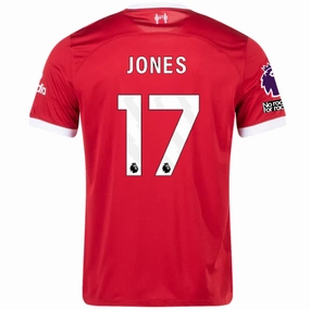 Motion Friendly Sporty Look Nike Liverpool Curtis Jones Home Jersey w/ EPL   No Room For Racism Patches 23/24 (Red/White)