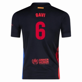 Nike Youth Barcelona Gavi Away Jersey 24/25 (Black/University Red/Hyper Royal) Durable Double Stitched Abrasion Resistant Surface