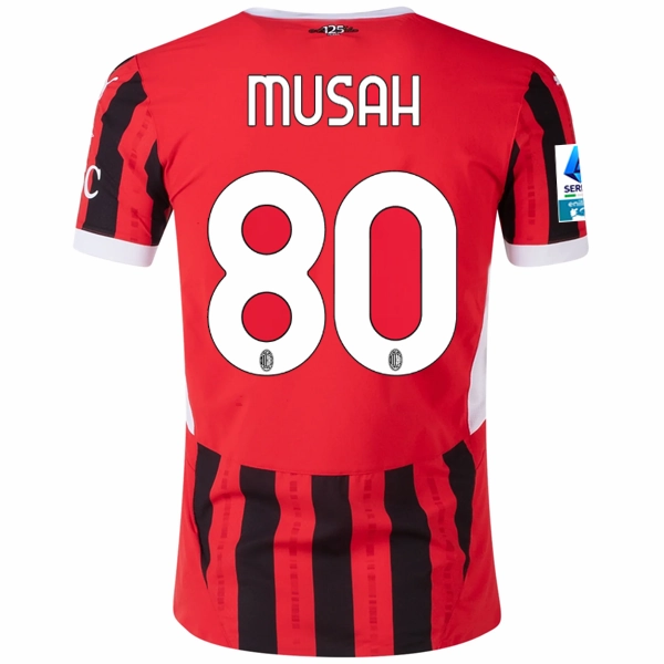 Sport Clip Compatible Sport Flex Puma AC Milan Authentic Yunus Musah Home Jersey w/ Serie A Patch 24/25 (Puma Red/Puma Black)