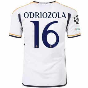adidas Real Madrid Ordiozola Home Jersey w/ Champions League   Club World Cup Patches 23/24 (White) Moisture Wicking Fabric
