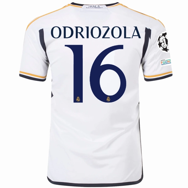 adidas Real Madrid Ordiozola Home Jersey w/ Champions League   Club World Cup Patches 23/24 (White) No Chafe Bonded Armhole