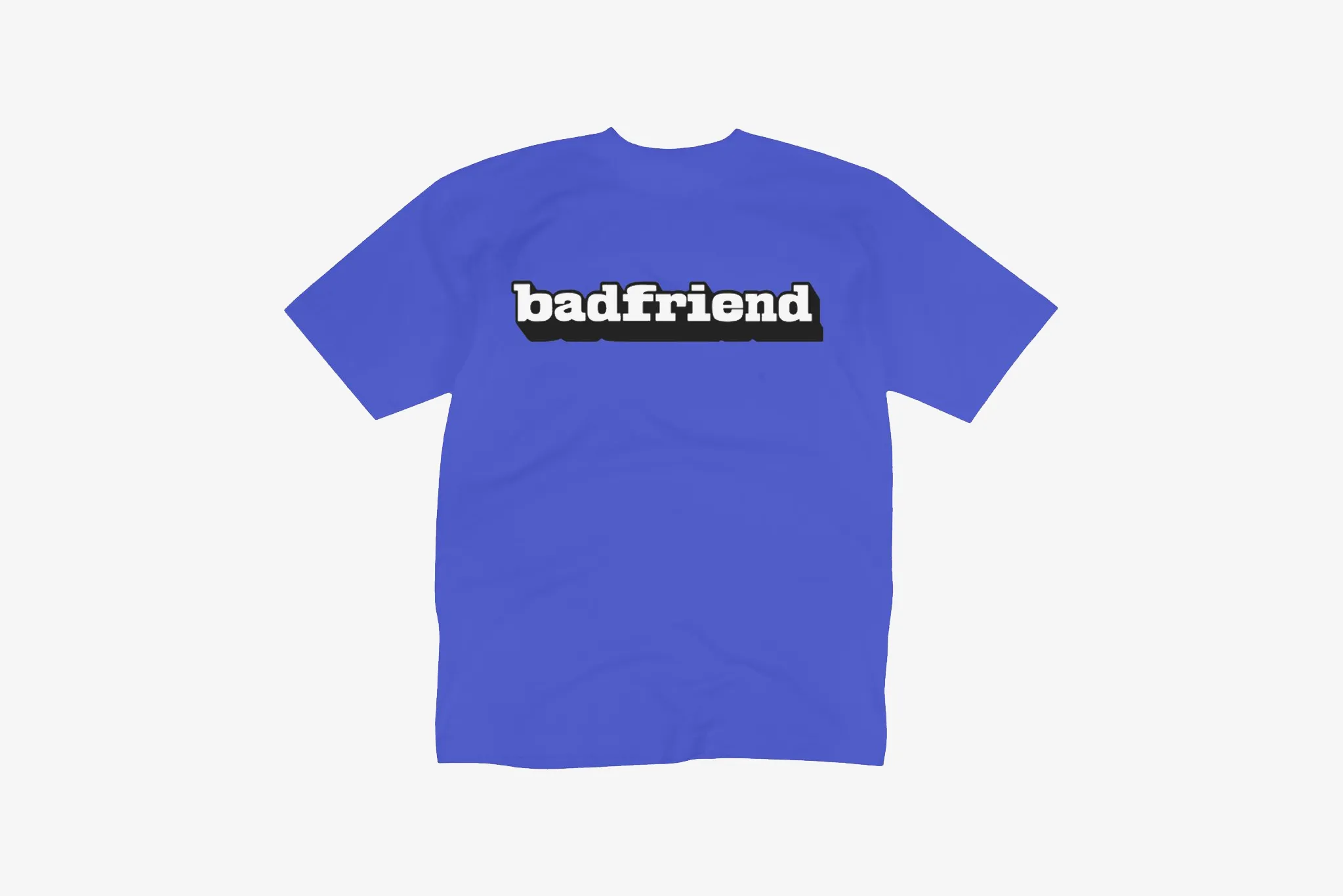 Badfriend "Bar Logo S/S Tee" M - Neon Blue Permanent Crease