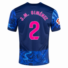Compact Knit Structure Everyday Motion Nike Atletico Madrid Jos?? Mar??a Gim??nez Third Jersey w/ La Liga Patch 24/25 (Blue Void/Pink Glow)
