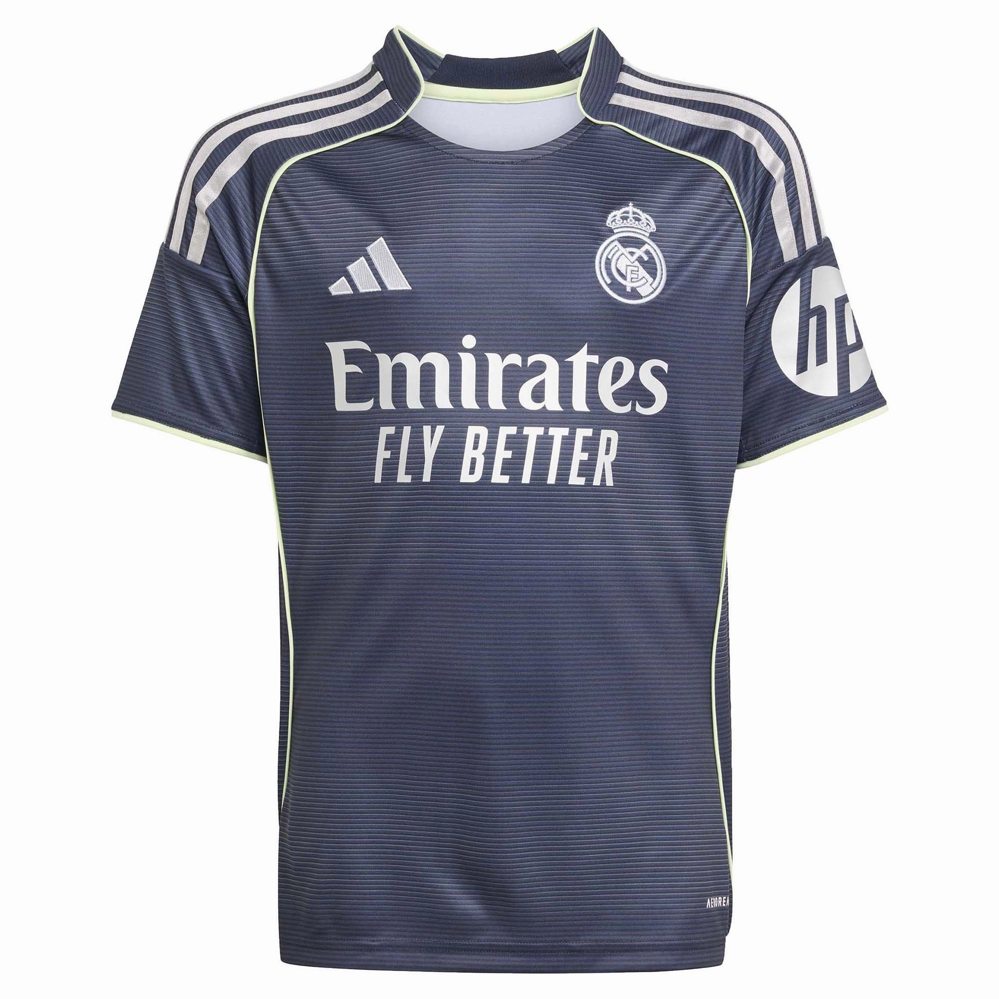 Junior's Real Madrid 2025/26 Away Soccer Jersey Wind Resistant Outer Layer Tactile Surface Weave