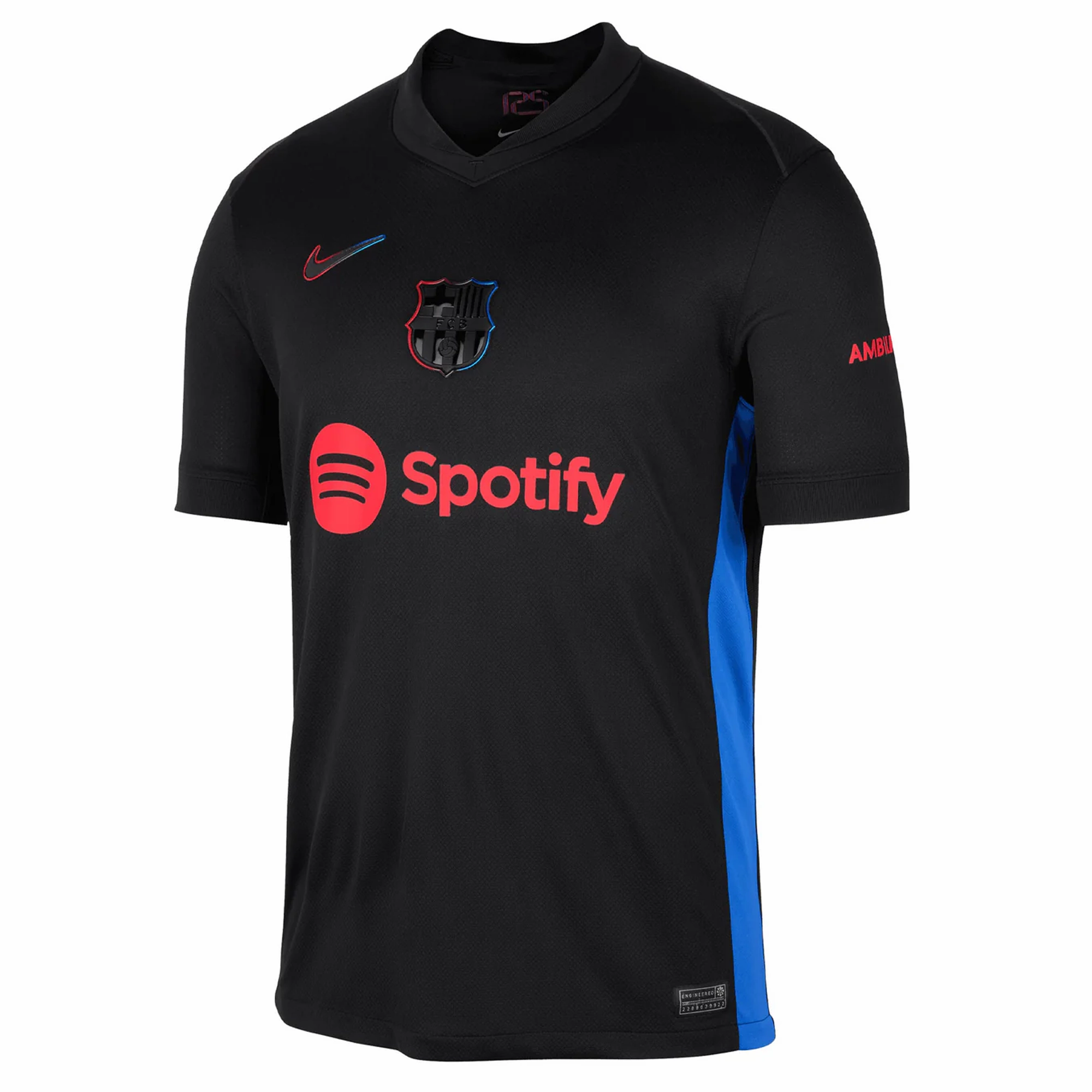 Taped Shoulder Seams Athletic Motion Nike Barcelona Away Jersey 24/25 (Black/University Red/Hyper Royal)