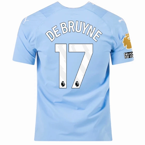 Puma Manchester City Authentic Kevin De Bruyne Home Jersey w/ EPL   No Room For Racism   Club World Cup Patches 23/24 (Team Light Blue/Puma White) Fitness Look