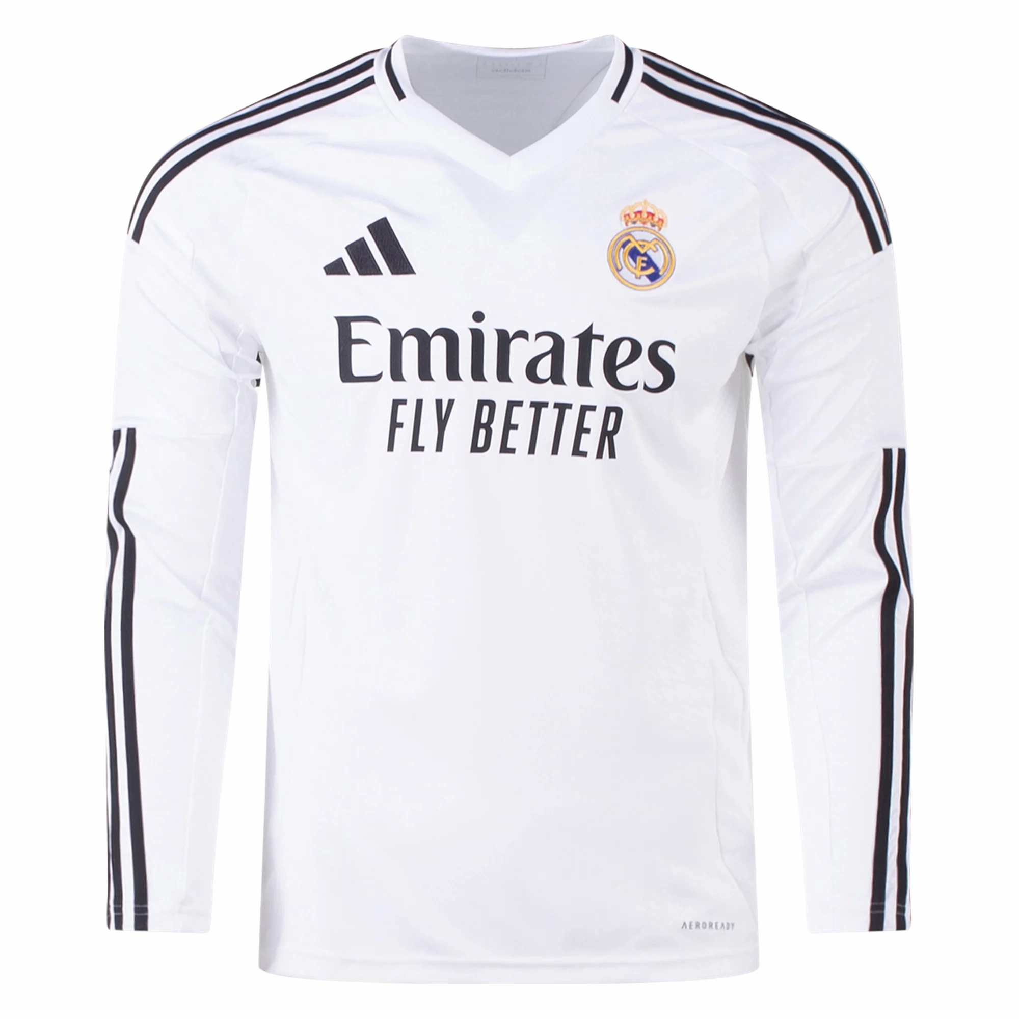 Clean Structure Sublimated Design adidas Real Madrid Long Sleeve Home Jersey 24/25 (White)
