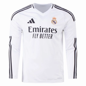 adidas Real Madrid Long Sleeve Home Jersey 24/25 (White) Advanced Sweat Wicking