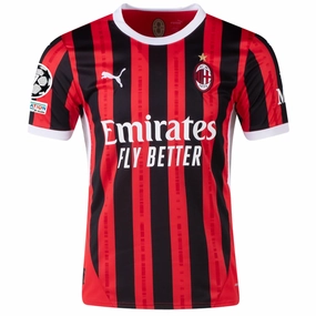 Puma AC Milan Home Jersey w/ Champions League Patches 24/25 (Puma Red/Puma Black) Fade Resistant Prints Zip Up
