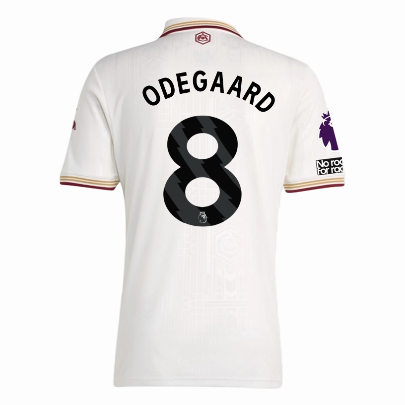 Wind Resistant Outer Layer adidas Odegaard Men's Arsenal FC Third Jersey 25/26 w/ NRFR   EPL Patches (White/Burgundy)