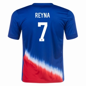 Nike Youth United States Gio Reyna Away Jersey 24/25 (Old Royal/Sport Red) Stretch Trim